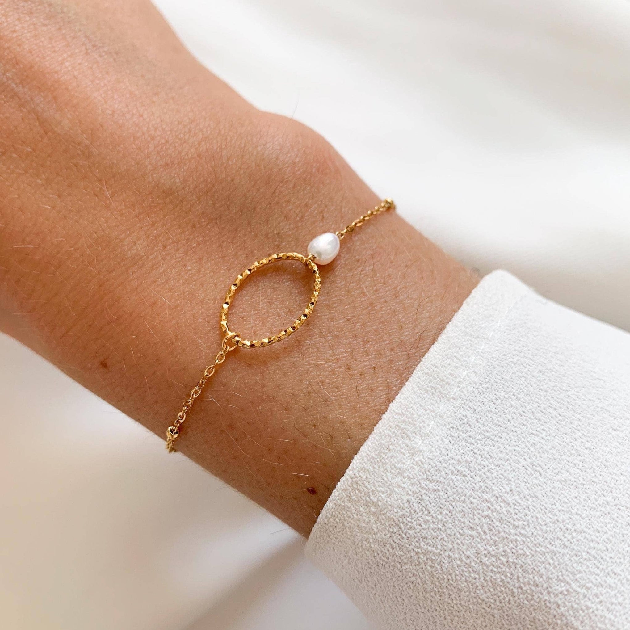 Bracelet acier inoxydable perle nacrée