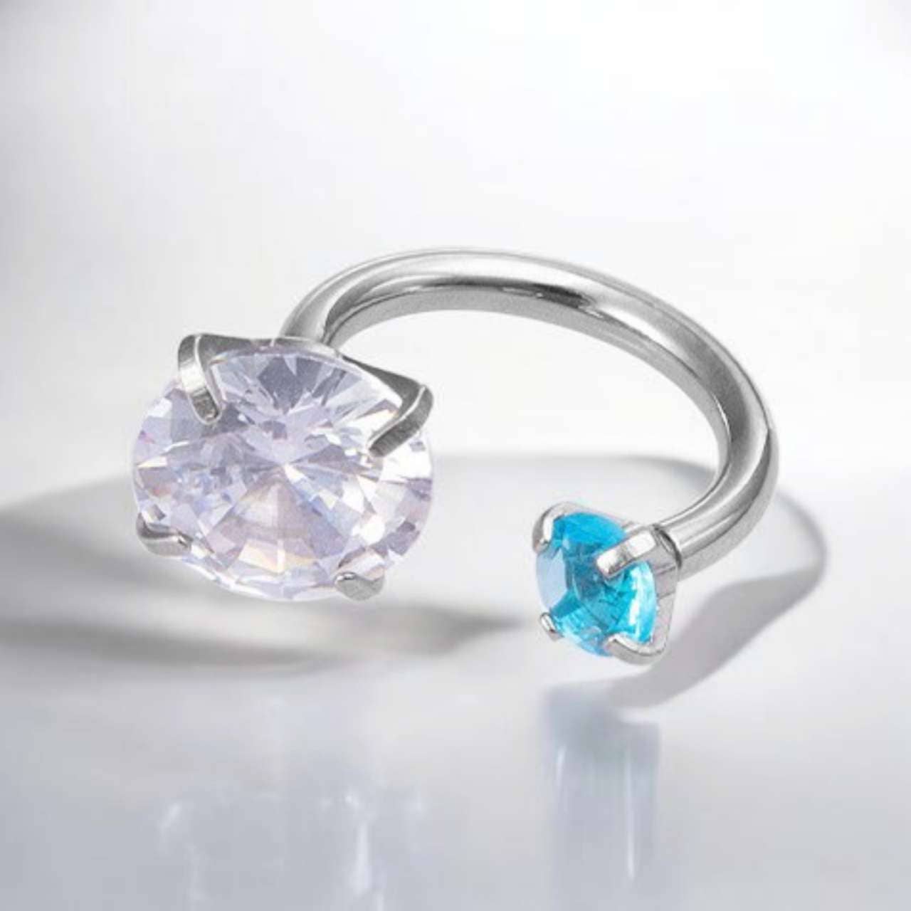 Boucles d'oreilles double tête en oxyde de zirconium, acier inoxydable 316L