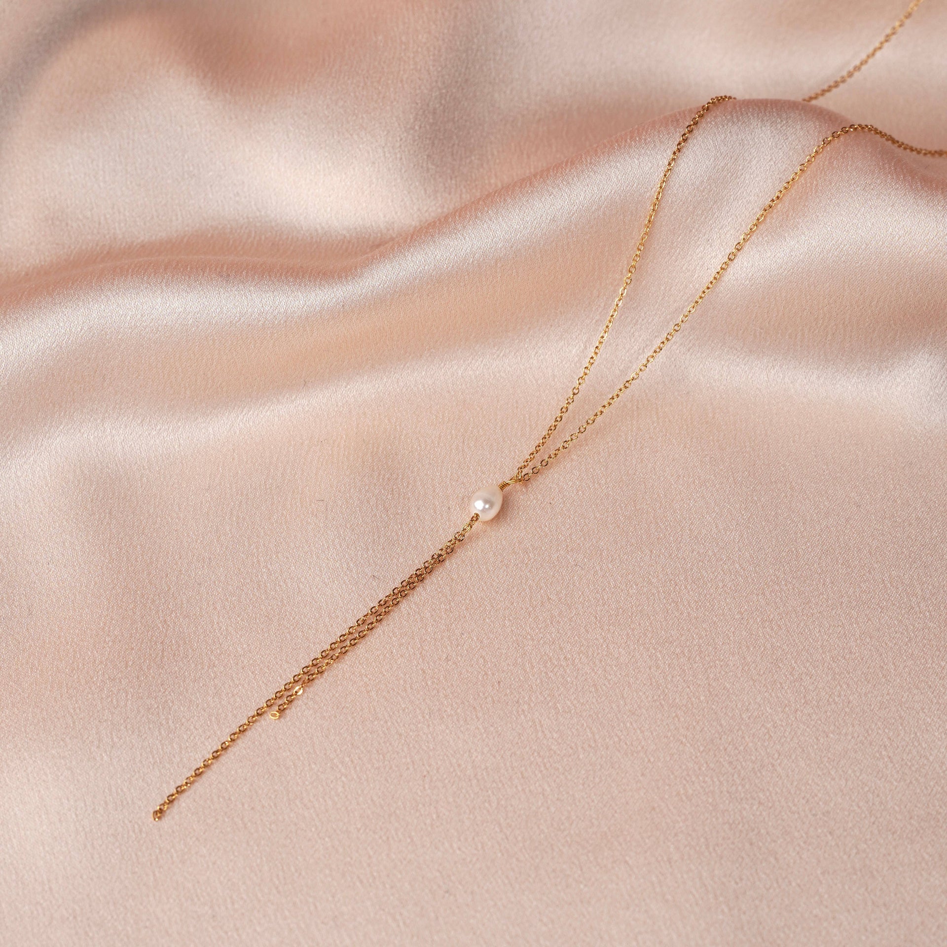 Collier femme long en acier inoxydable perle d'eau douce