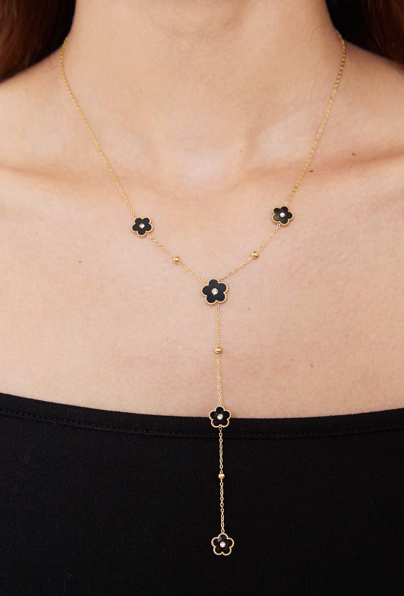 Collier fleurs en acier inoxydable