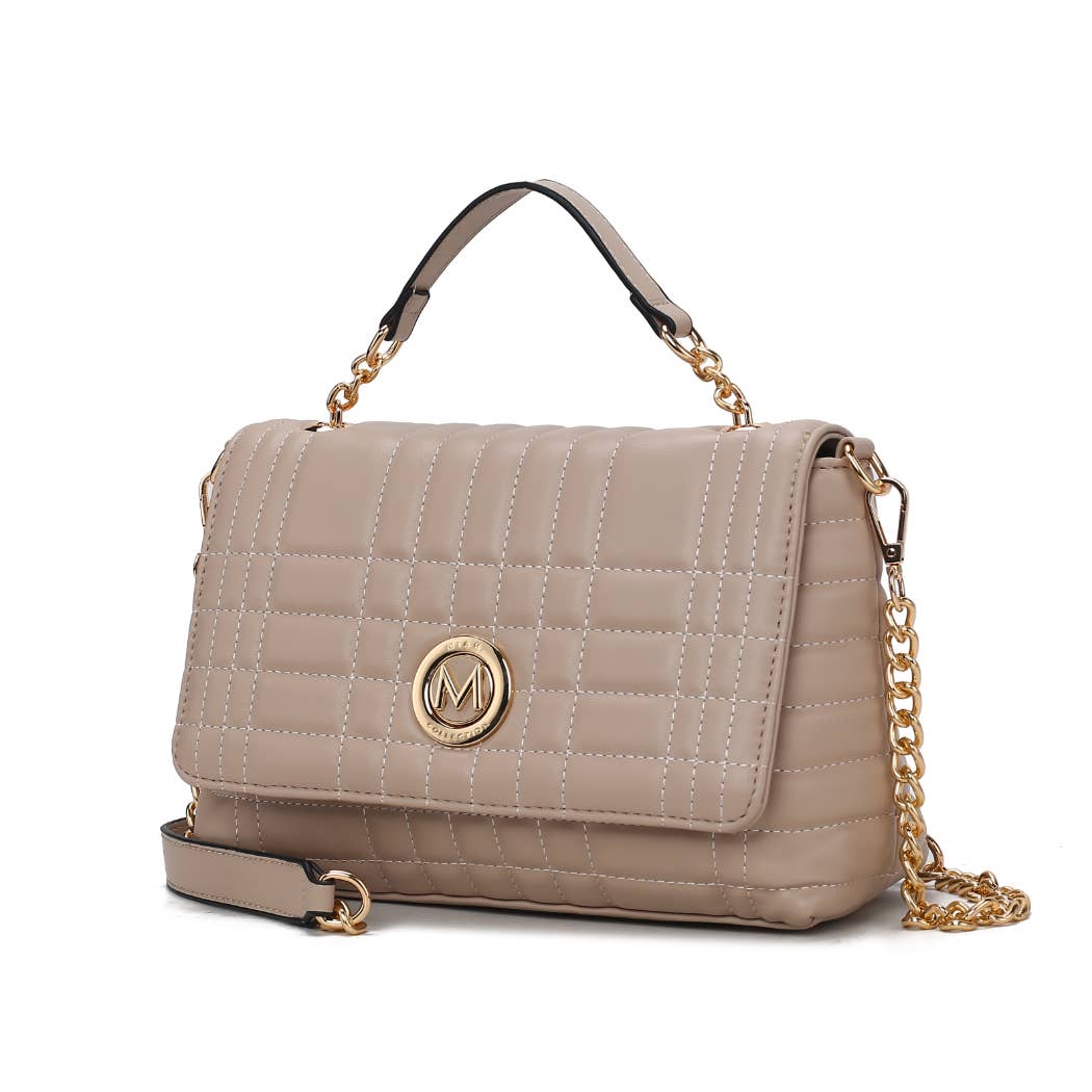 Sac à bandoulière pour femme en cuir végétalien matelassé