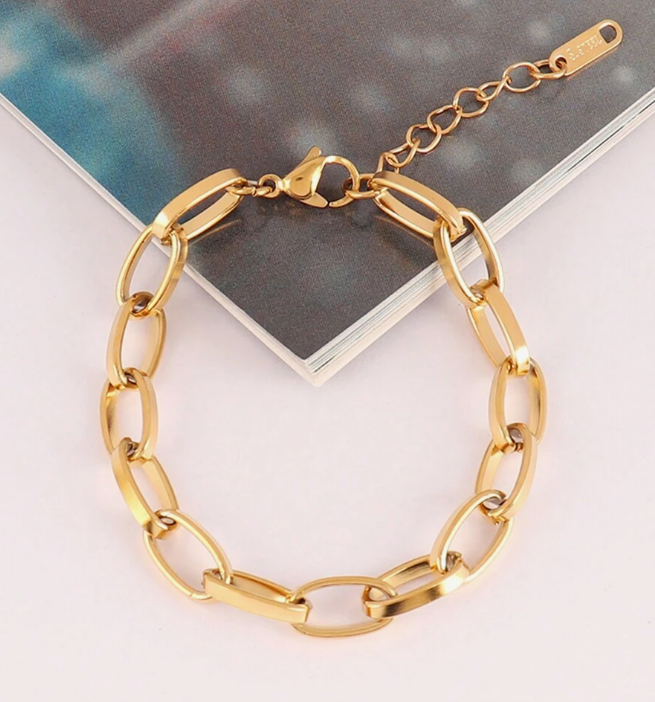 Bracelet chaîne plaqué or 14 carats