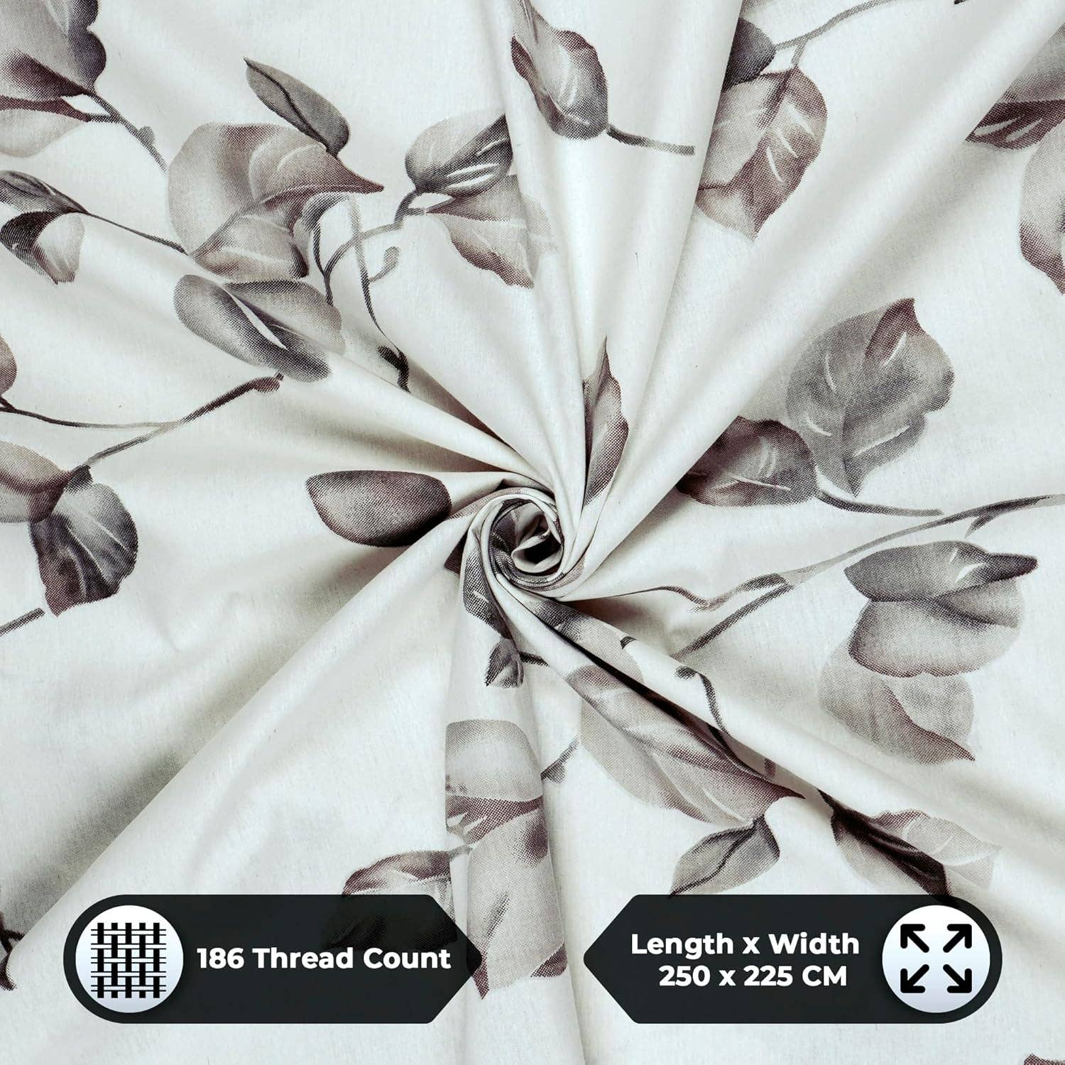 Ensemble de draps fleuris 100 % coton – Lit double Queen, 190 TC