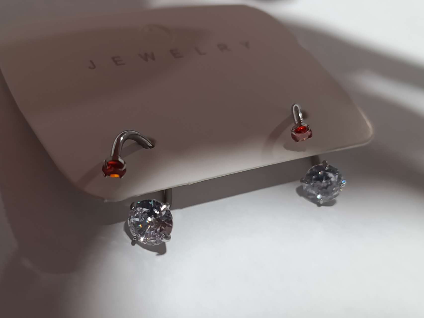 Boucles d'oreilles double tête en oxyde de zirconium, acier inoxydable 316L