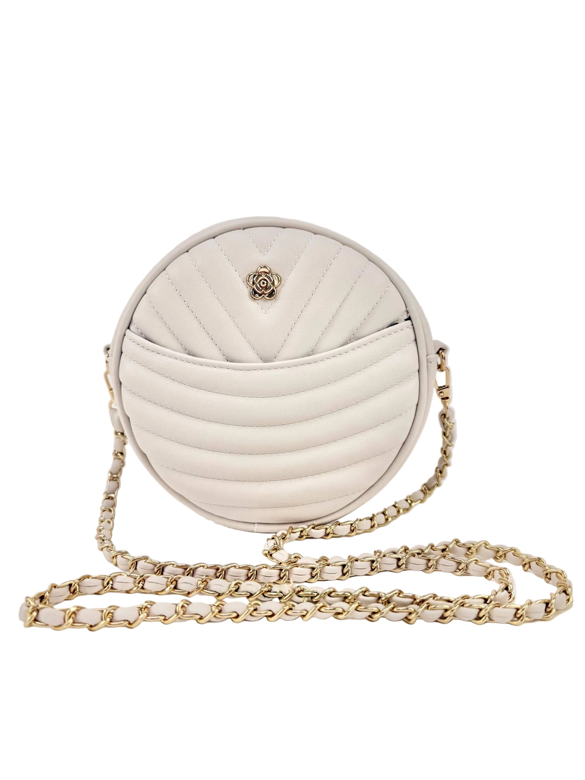 Sac bandoulière NOE rond avec détails dorés