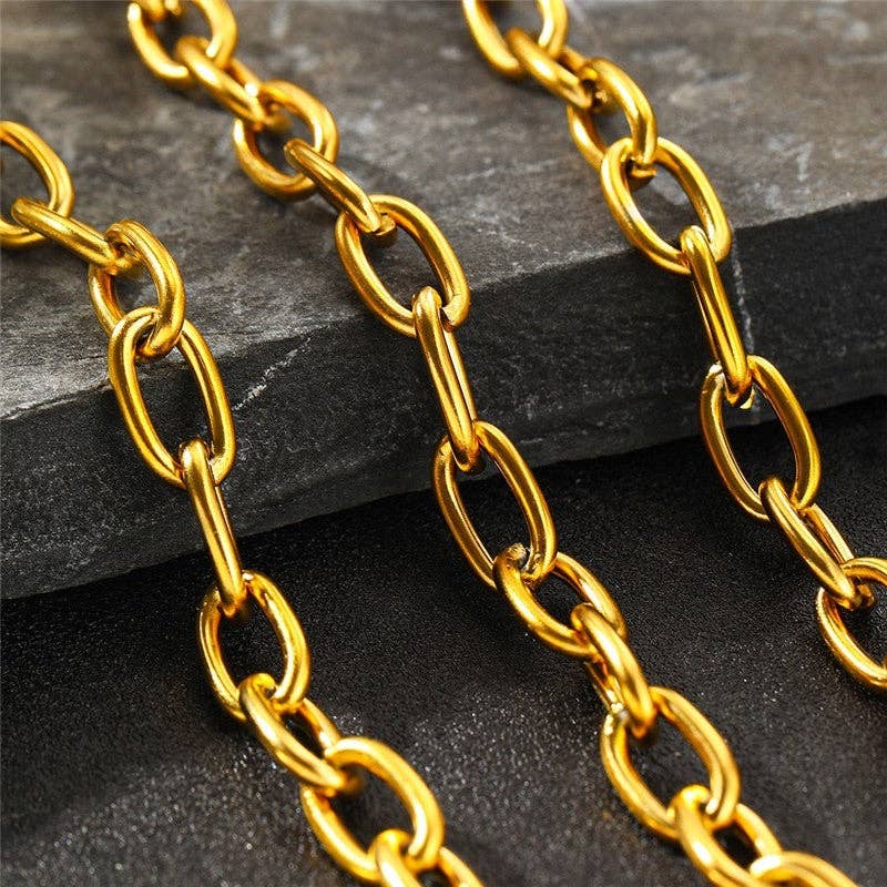 Ensemble collier et bracelet en chaîne à maillons en acier inoxydable