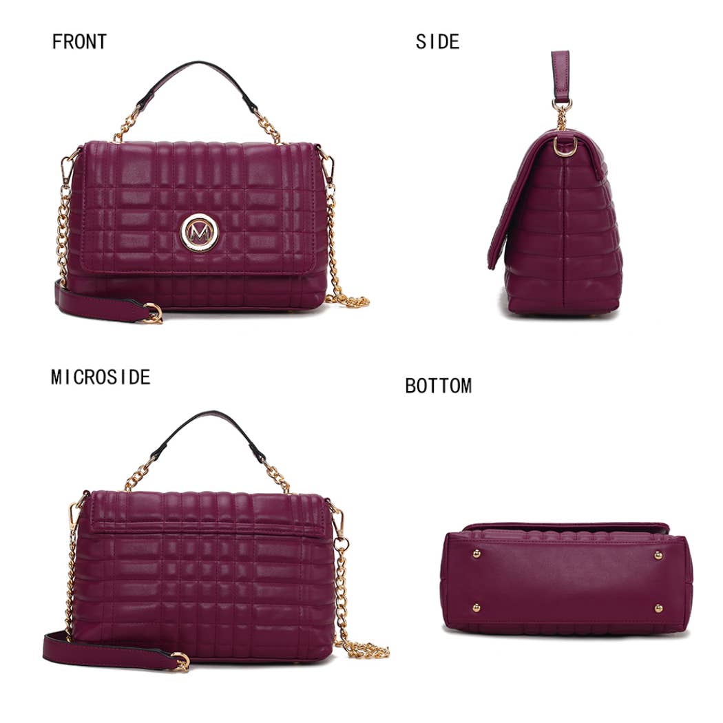 Sac à bandoulière pour femme en cuir végétalien matelassé