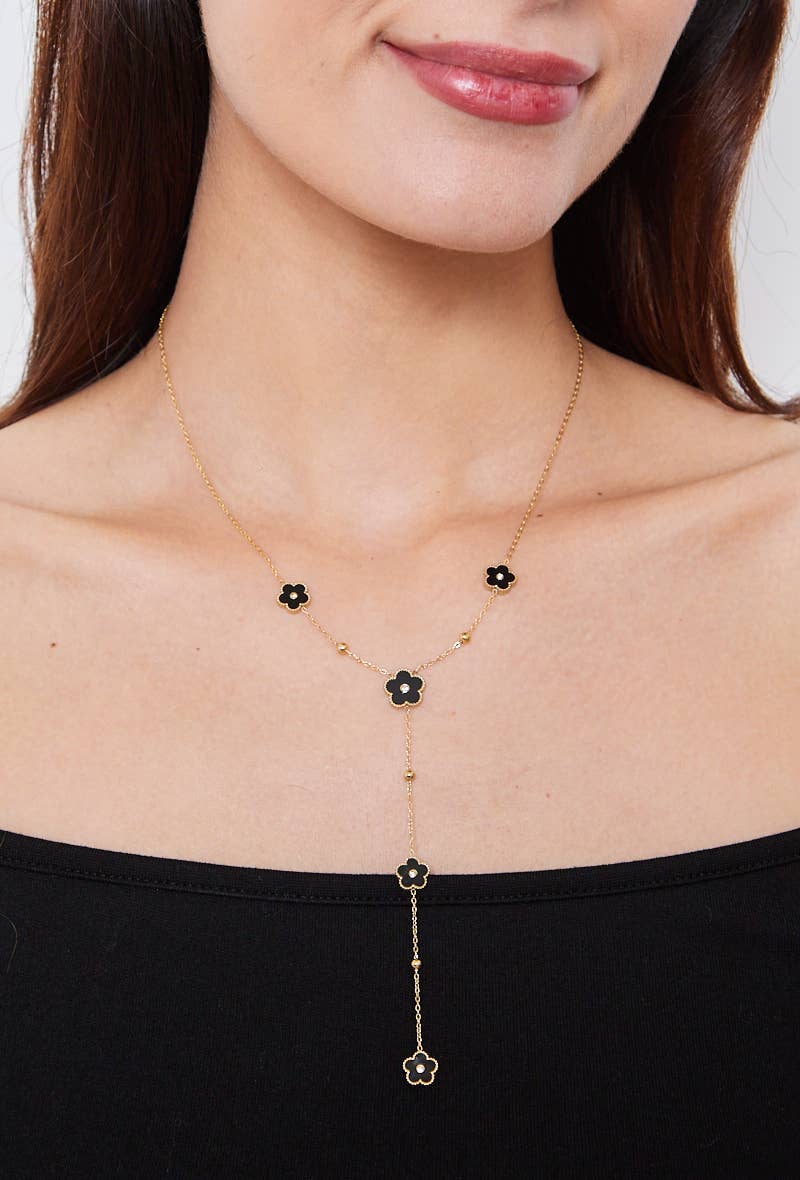 Collier fleurs en acier inoxydable