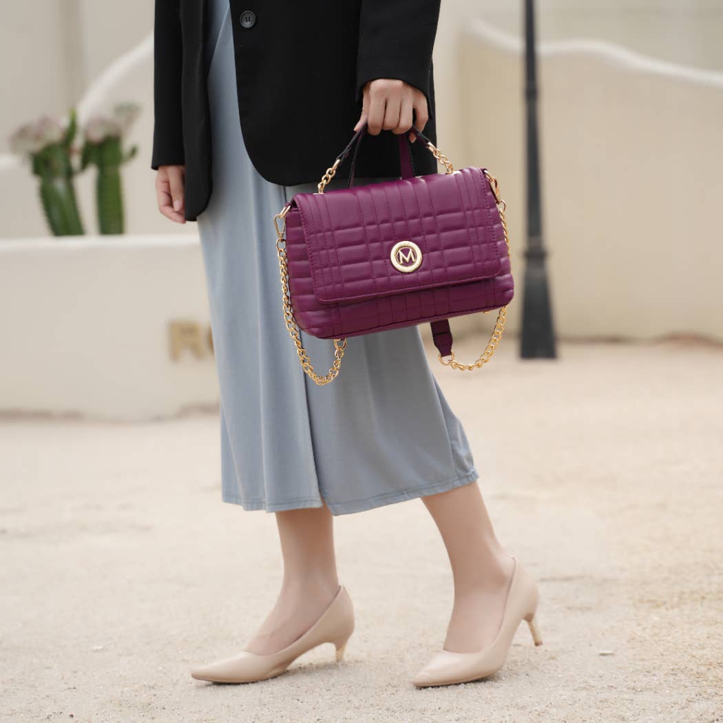 Sac à bandoulière pour femme en cuir végétalien matelassé