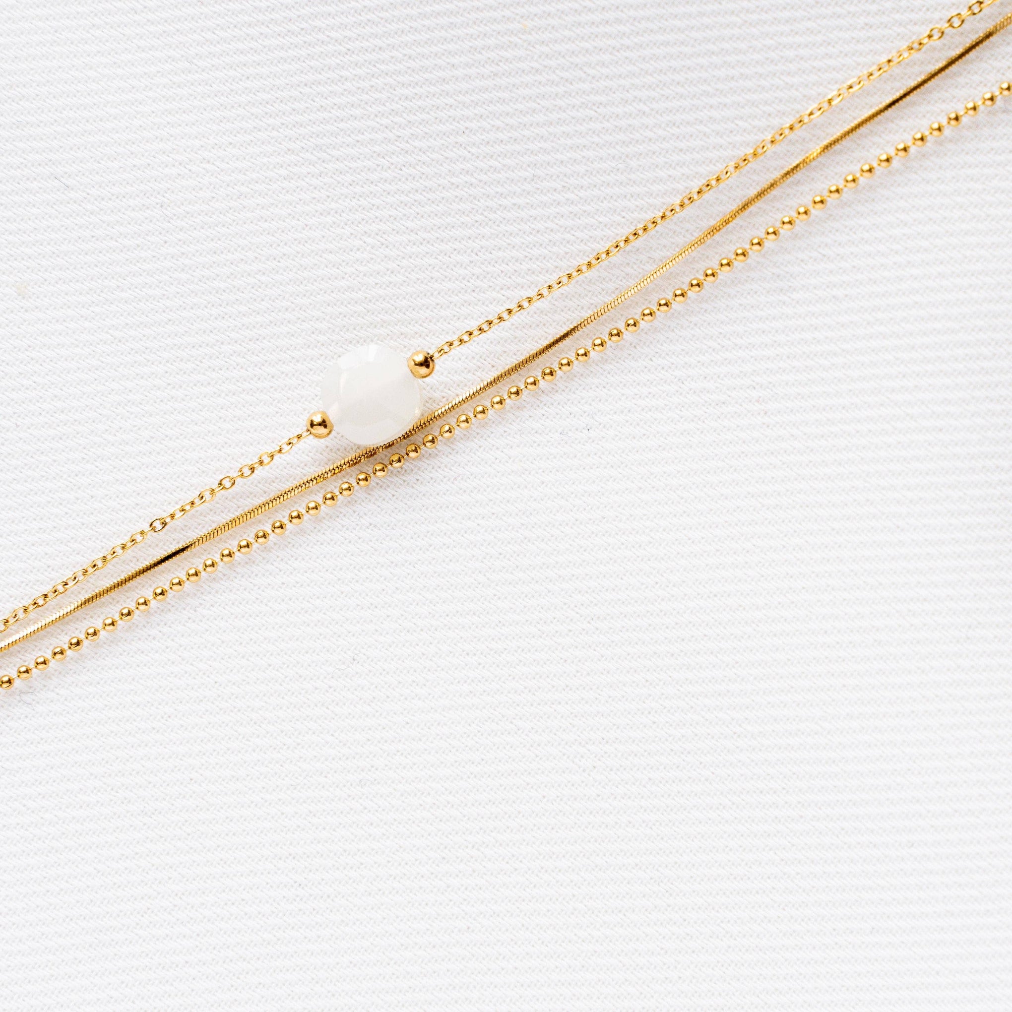 Bracelet  femme agate blanche acier inoxydable