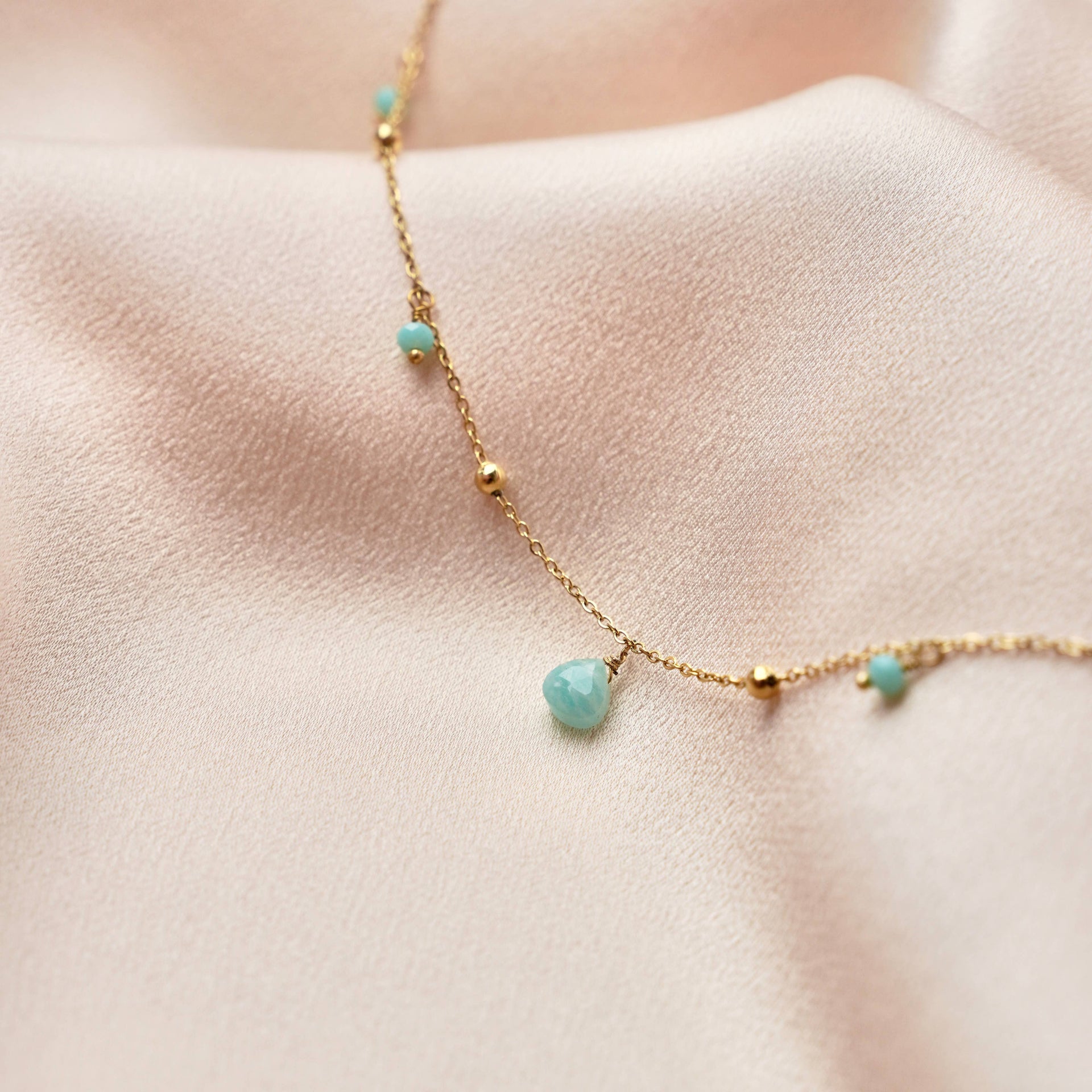 Collier acier inoxydable pierre amazonite