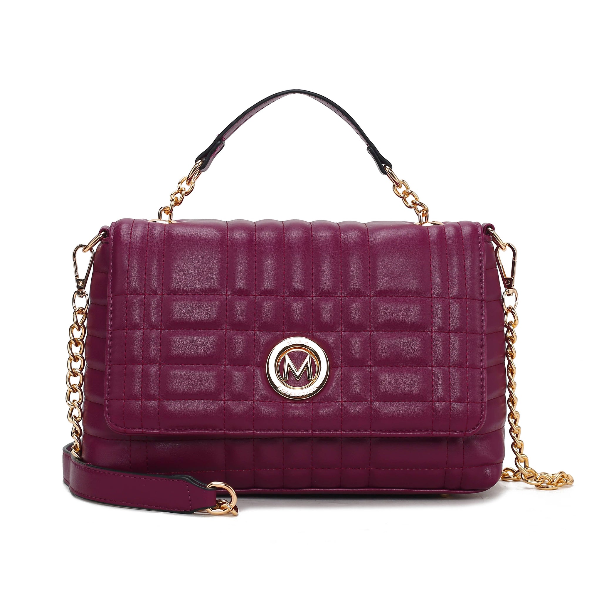 Sac à bandoulière pour femme en cuir végétalien matelassé