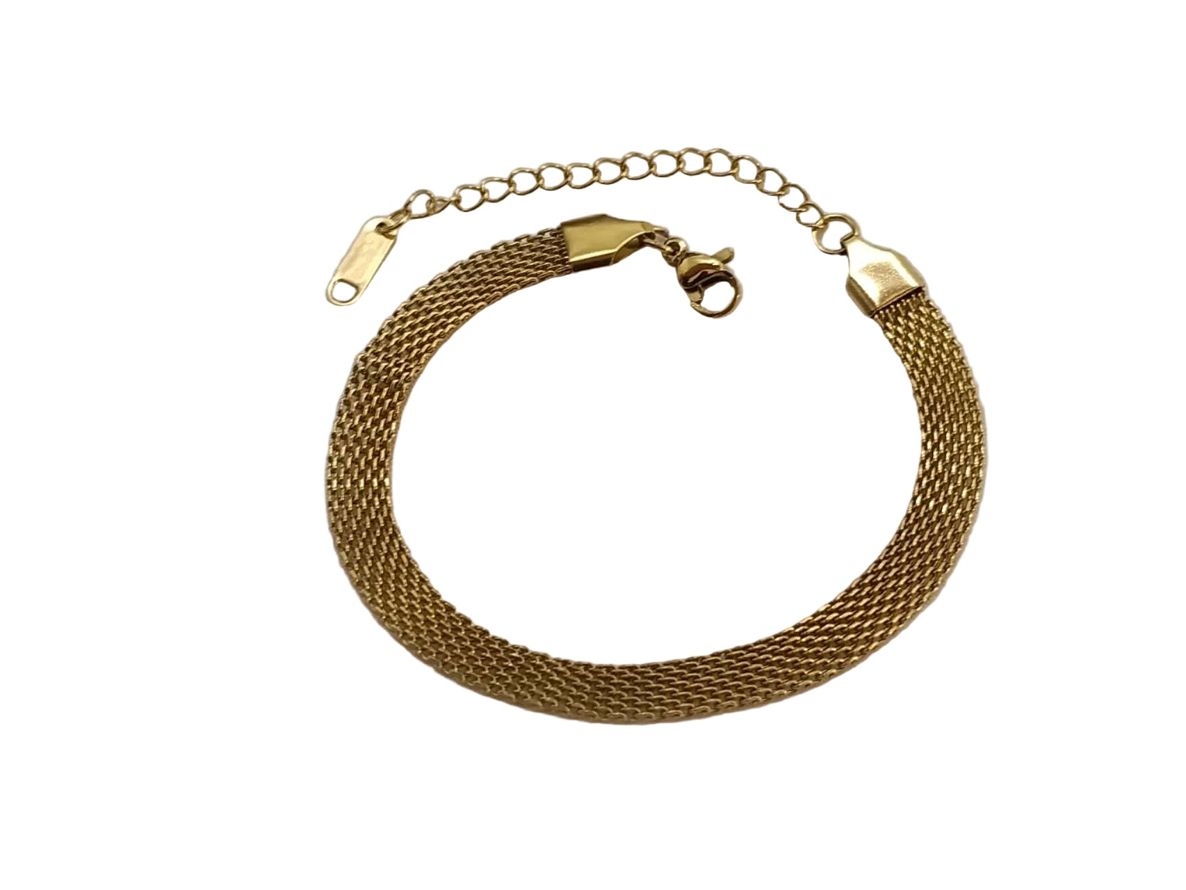 Ensemble de collier large et bracelet en acier plaqué or 18K