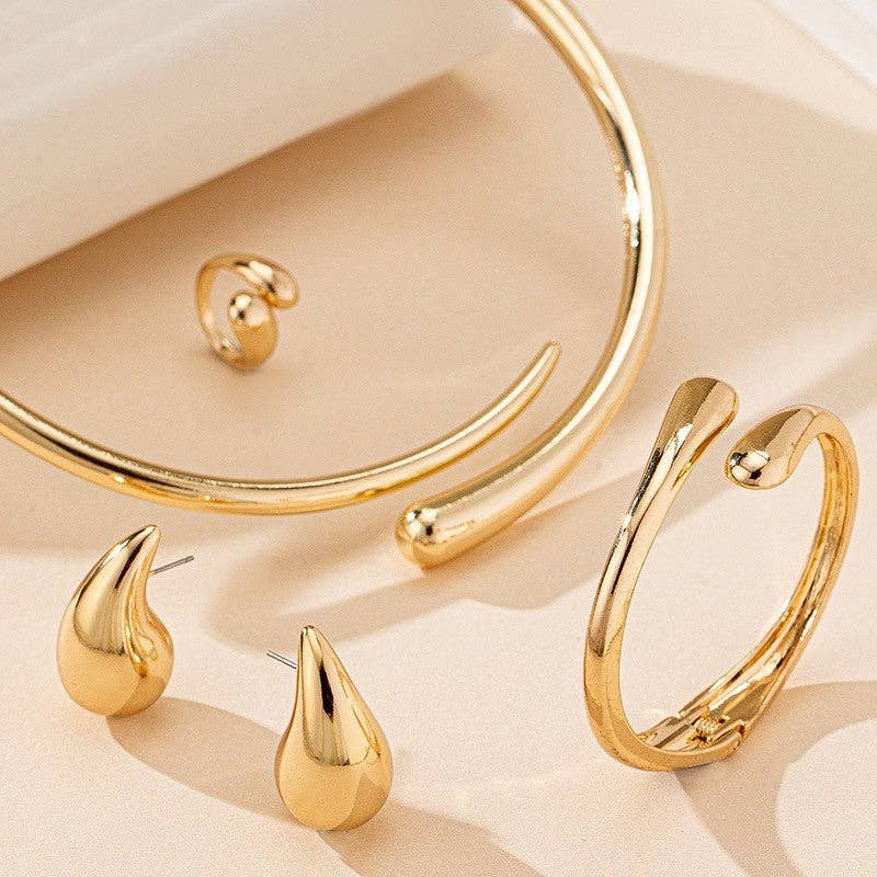 Collier Goutte d'Eau Bracelet Boucles d'Oreilles
