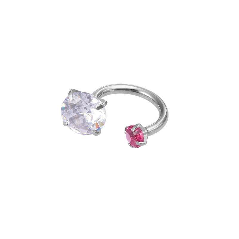Boucles d'oreilles double tête en oxyde de zirconium, acier inoxydable 316L