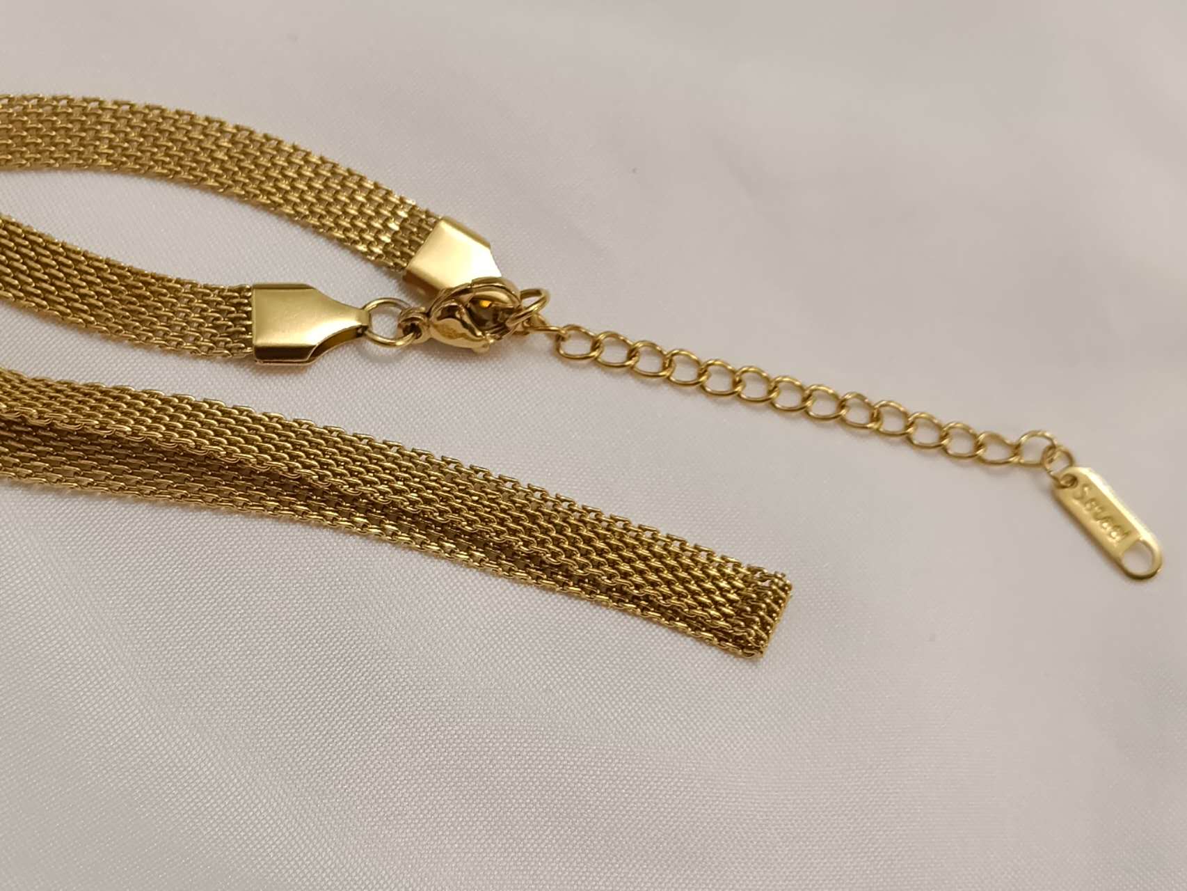 Ensemble de collier large et bracelet en acier plaqué or 18K
