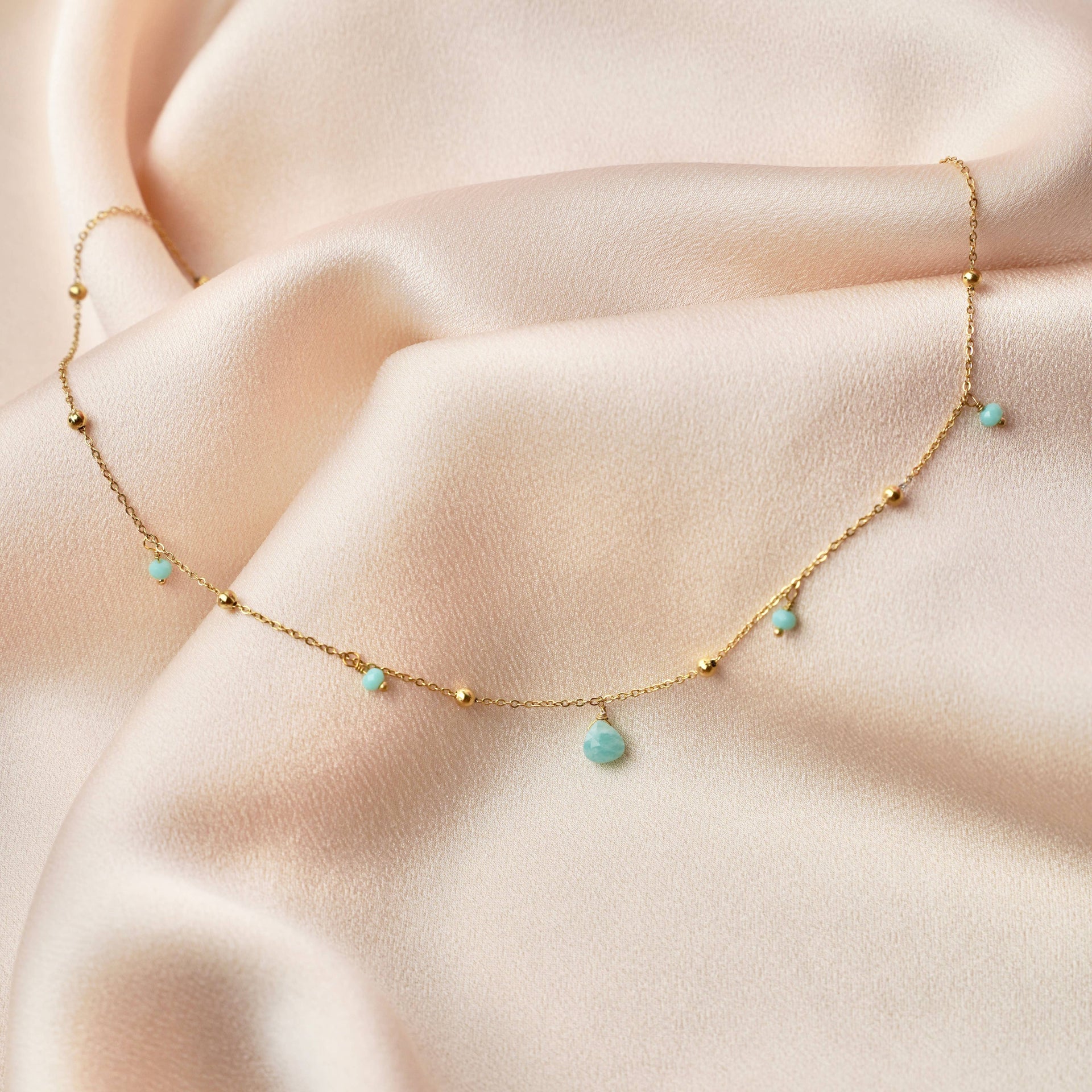 Collier acier inoxydable pierre amazonite