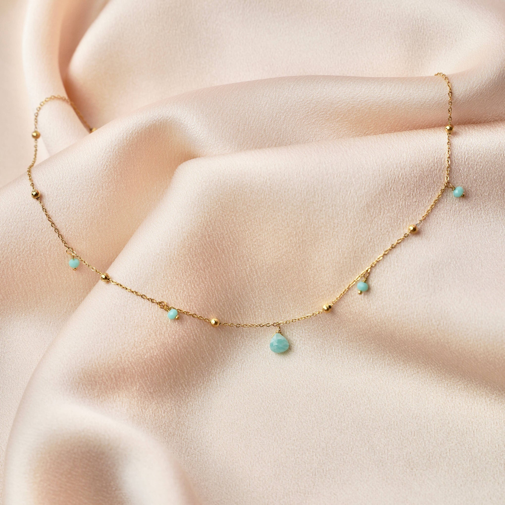 Collier acier inoxydable pierre amazonite