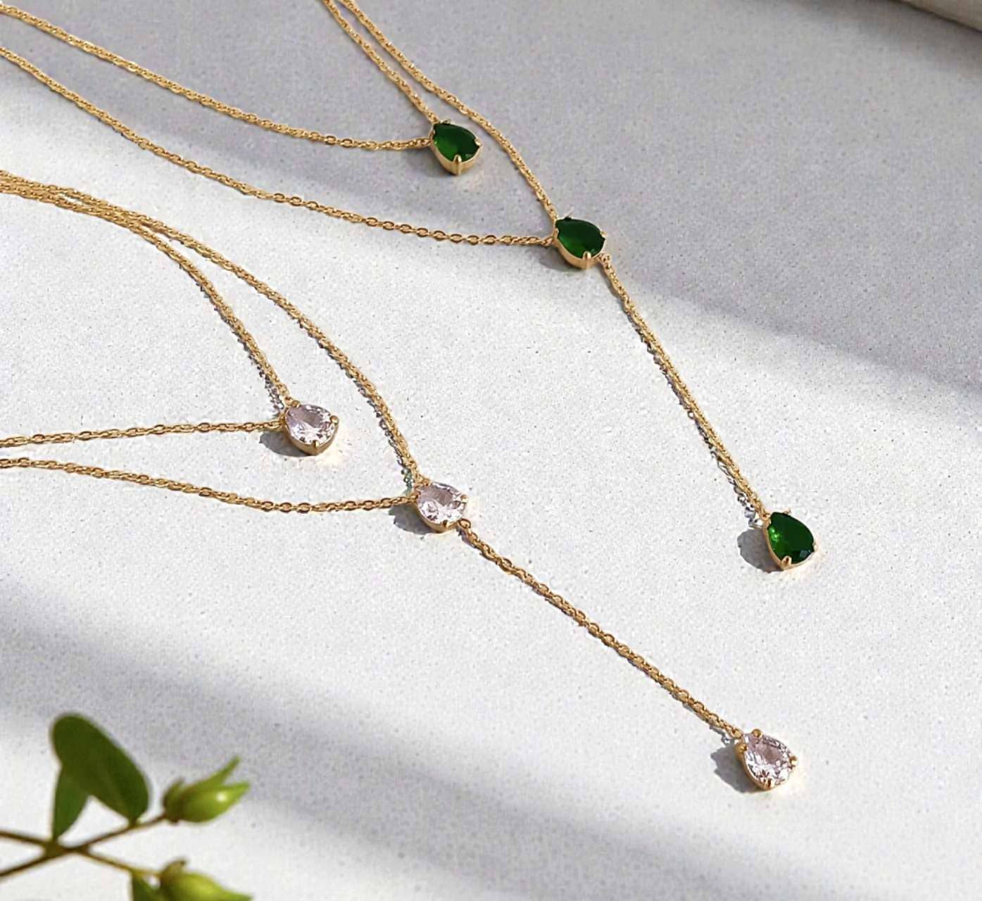Collier double chaîne zircone acier inoxydable or 18K
