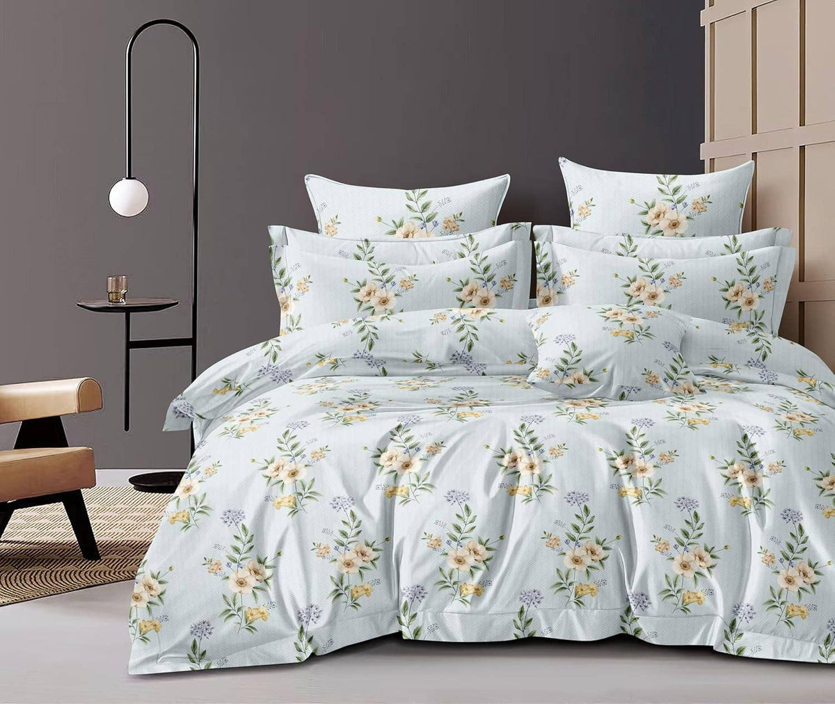 Parure de lit King Size en coton – Drap-housse 300 TC
