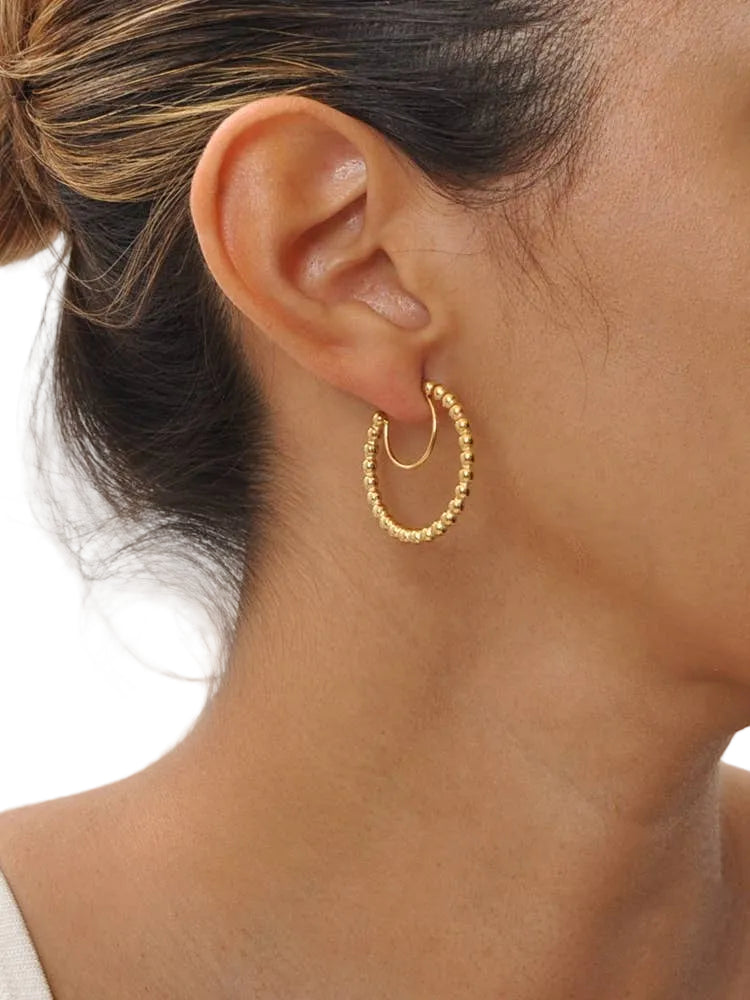 Boucles d’oreilles anneau lune en acier inoxydable