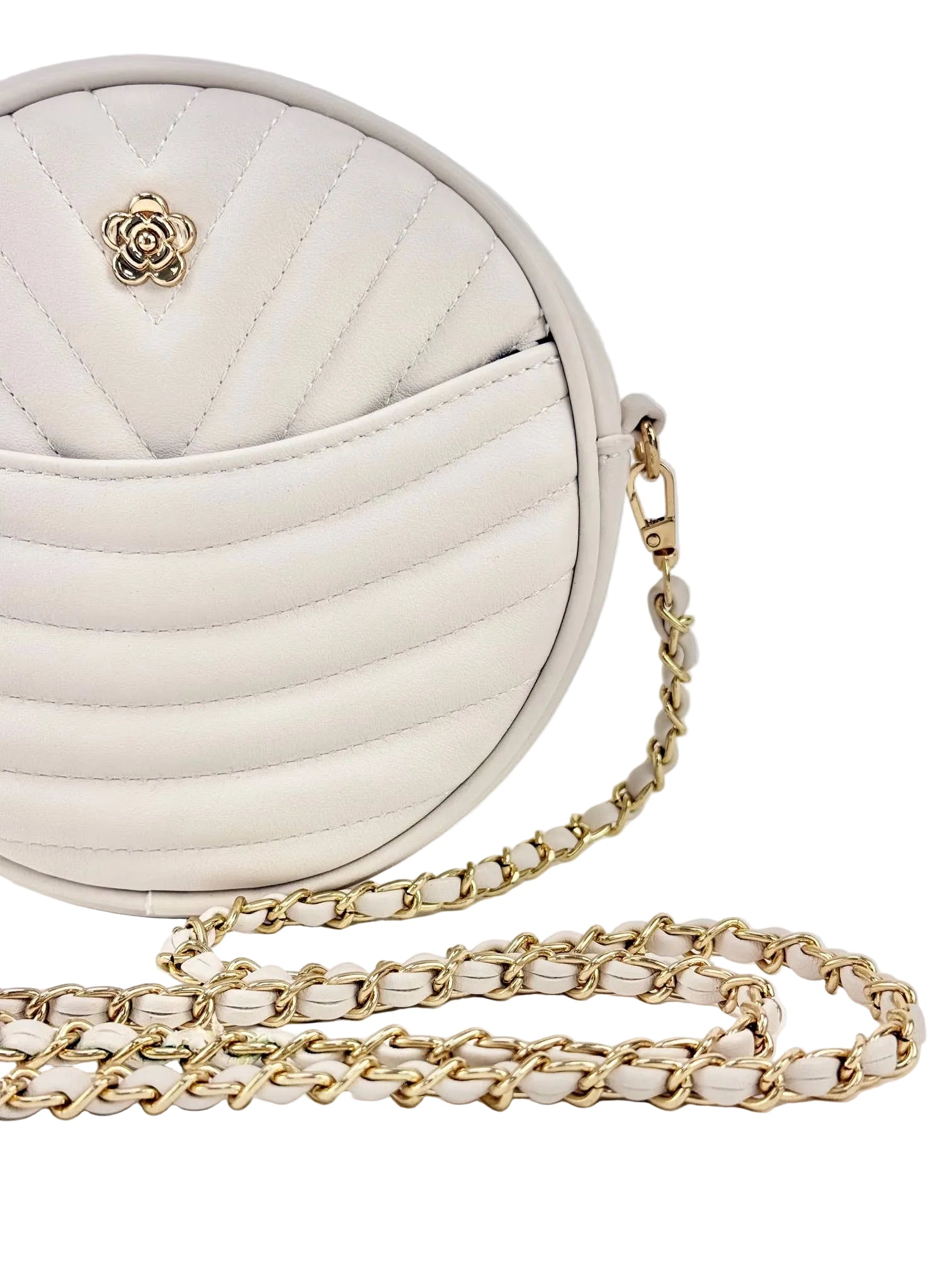 Sac bandoulière NOE rond avec détails dorés