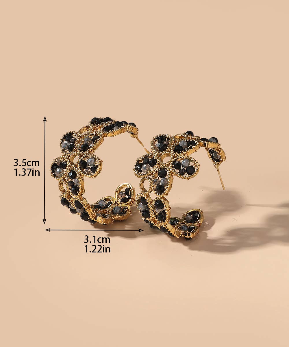 BO Clou Créoles Acier inoxydable perles cristal