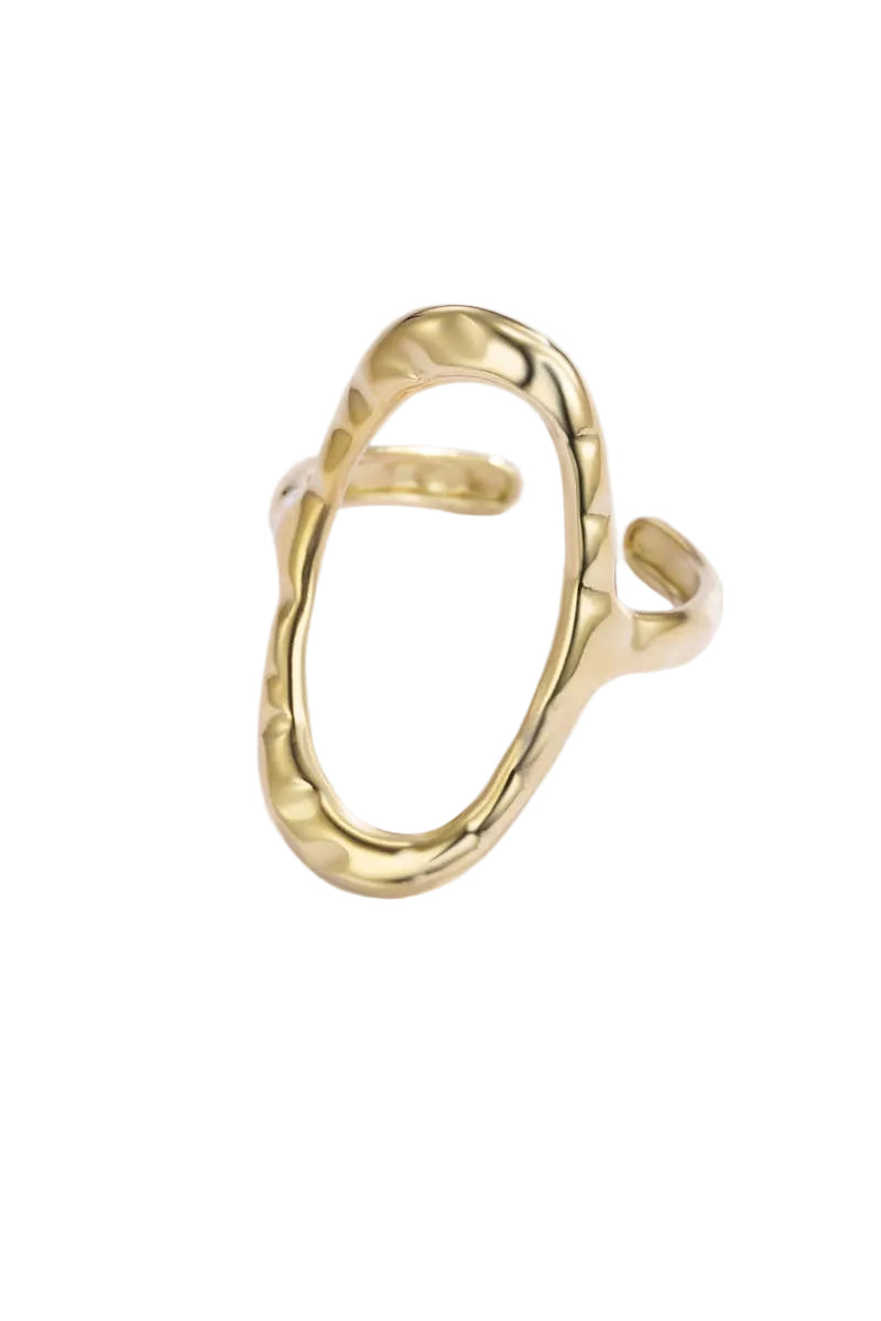 Bague ovale texturée en acier inoxydable
