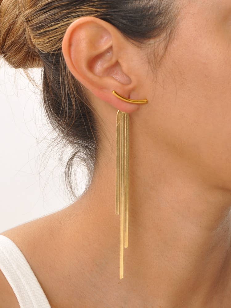 Boucles d'oreilles en acier inoxydable avec chaînes fines