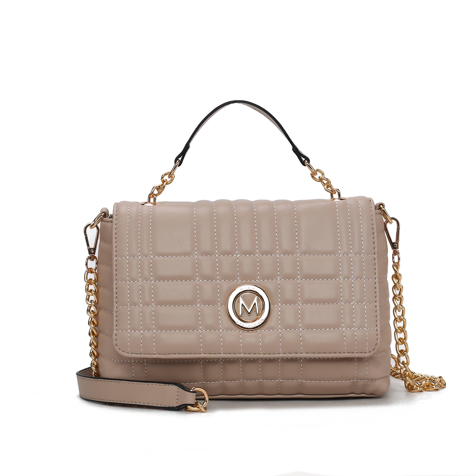 Sac à bandoulière pour femme en cuir végétalien matelassé