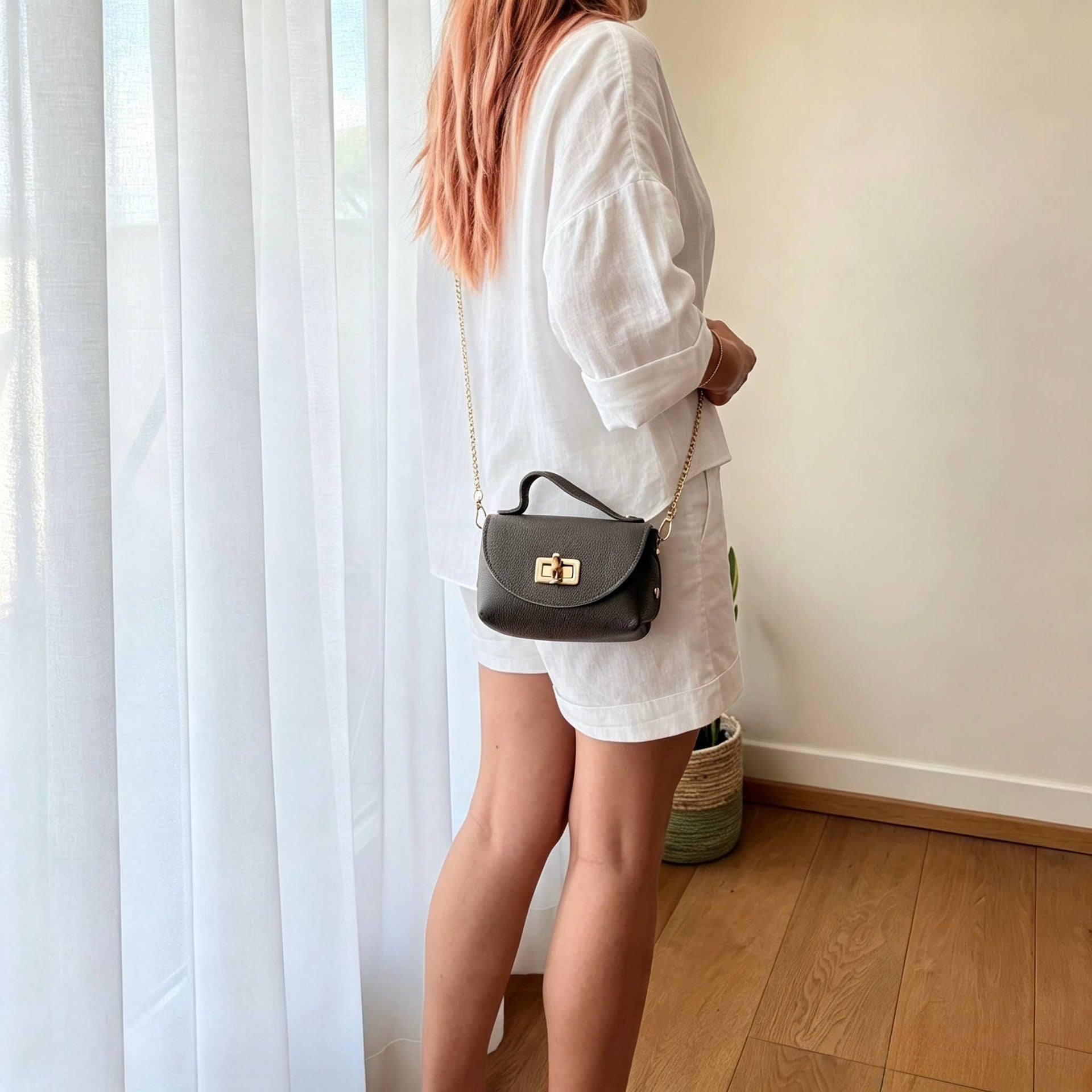 Mini-sac Ginevra en cuir véritable martelé