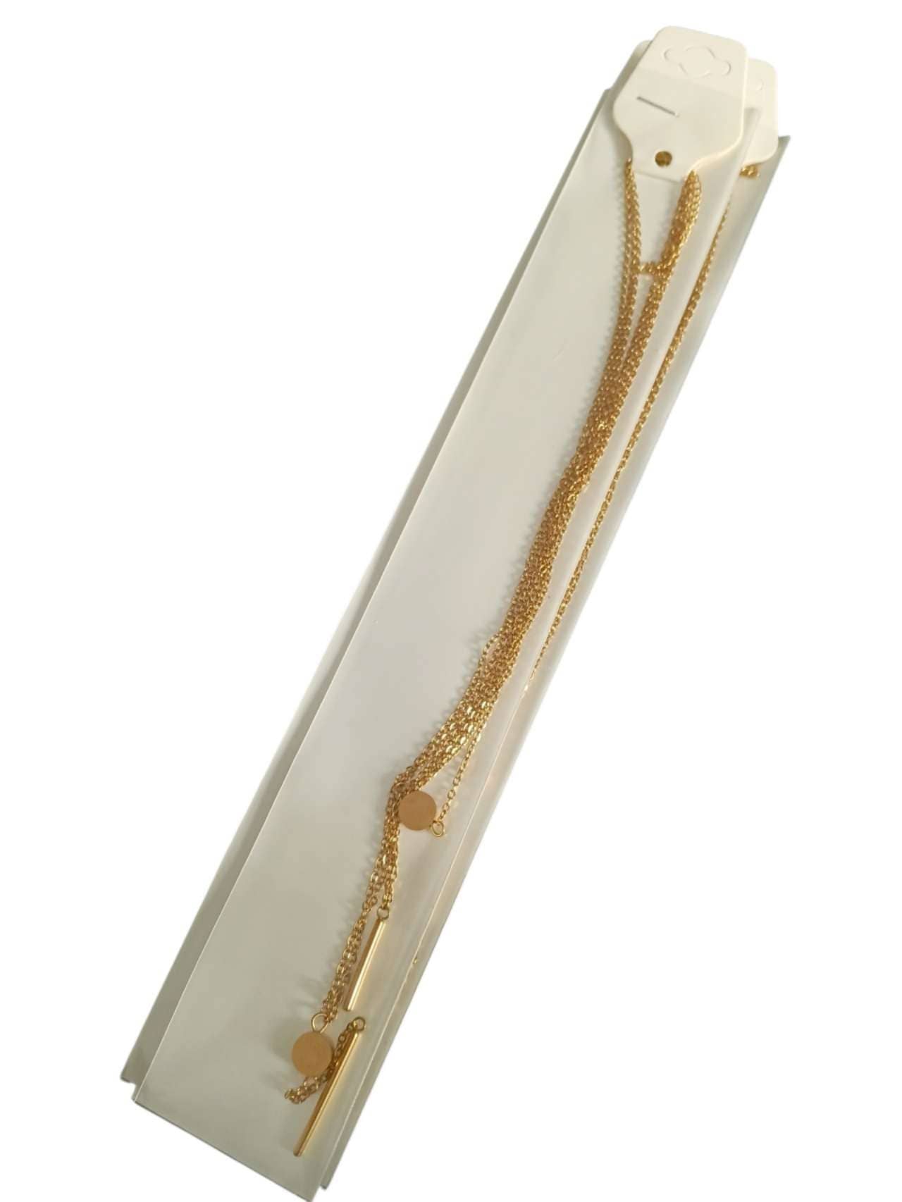 Collier triple chaînes disques acier Or 18K